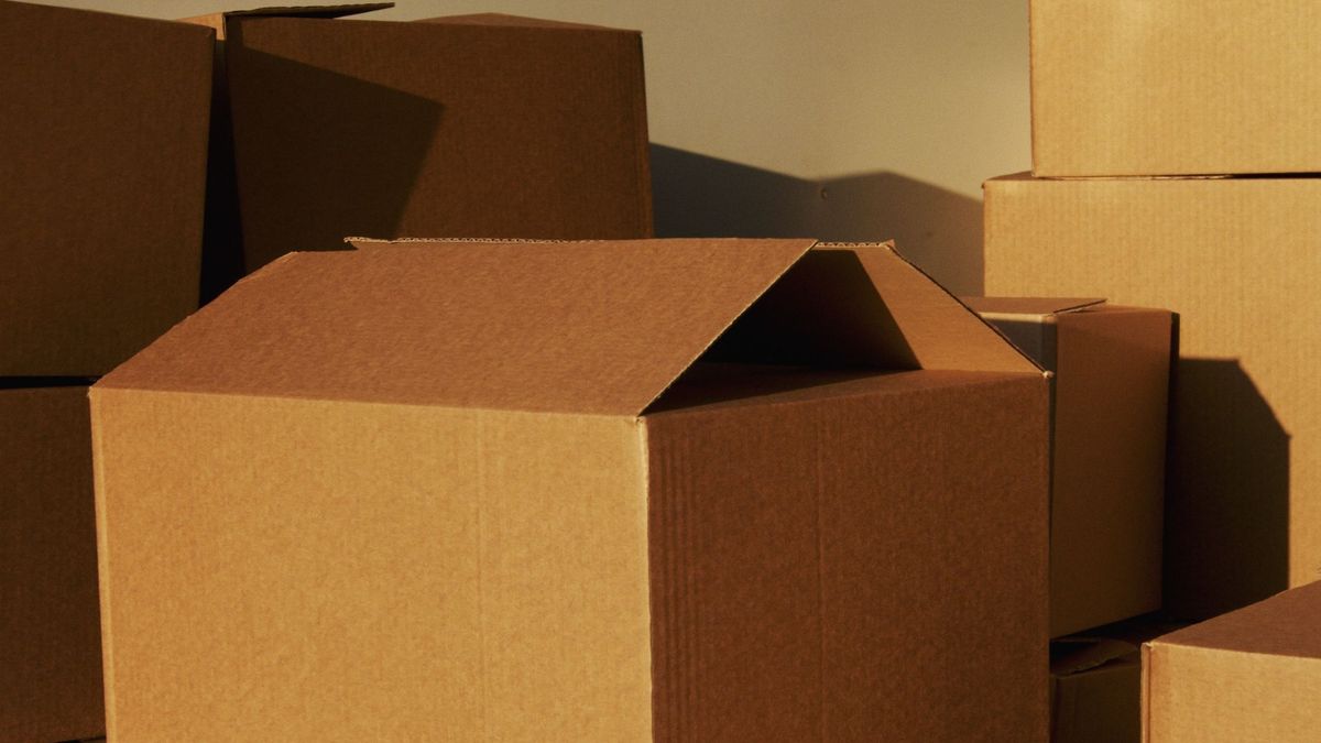 Stacked cardboard shipping cartons